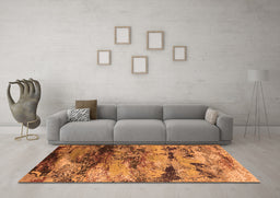 Machine Washable Oriental Orange Industrial Area Rugs in a Living Room, wshurb2820org