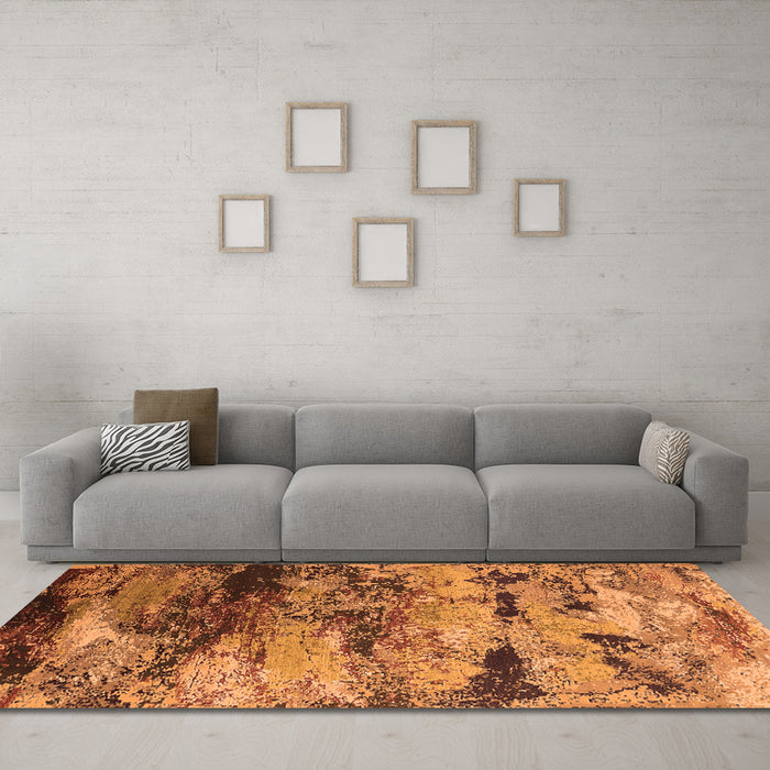 Machine Washable Oriental Orange Industrial Area Rugs in a Living Room, wshurb2820org