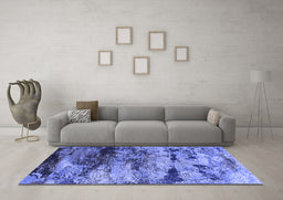 Machine Washable Oriental Blue Industrial Rug in a Living Room, wshurb2820blu