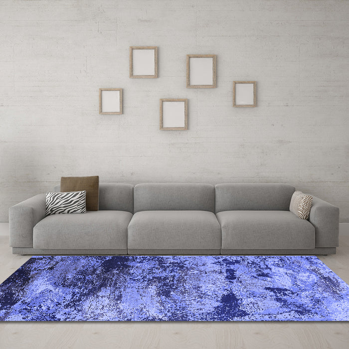 Machine Washable Oriental Blue Industrial Rug in a Living Room, wshurb2820blu