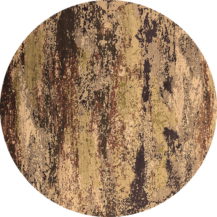 Round Oriental Brown Industrial Rug, urb2820brn