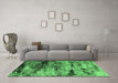Machine Washable Oriental Emerald Green Industrial Area Rugs in a Living Room,, wshurb2820emgrn