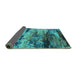 Sideview of Oriental Turquoise Industrial Rug, urb2820turq