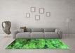 Machine Washable Oriental Green Industrial Area Rugs in a Living Room,, wshurb2820grn