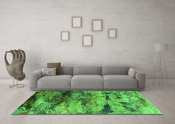 Machine Washable Oriental Green Industrial Area Rugs in a Living Room,, wshurb2820grn
