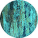 Round Oriental Turquoise Industrial Rug, urb2820turq