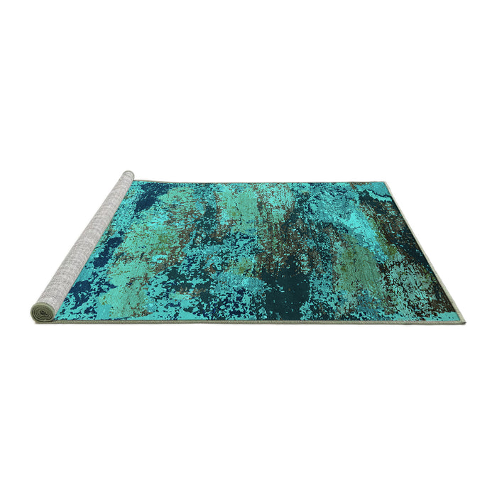 Sideview of Machine Washable Oriental Turquoise Industrial Area Rugs, wshurb2820turq