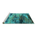 Sideview of Machine Washable Oriental Turquoise Industrial Area Rugs, wshurb2820turq