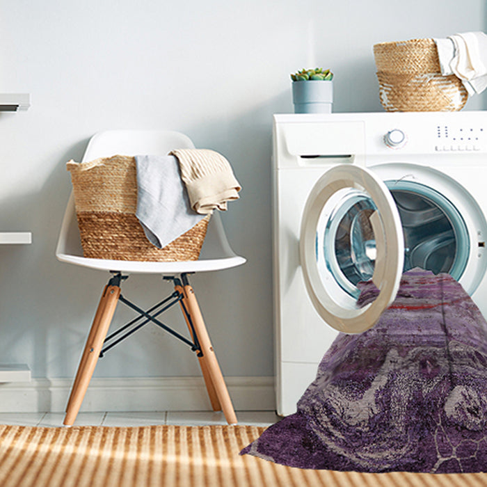 Machine Washable Industrial Modern Pastel Violet Purple Rug in a Washing Machine, wshurb2821