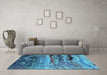 Machine Washable Oriental Light Blue Industrial Rug in a Living Room, wshurb2821lblu