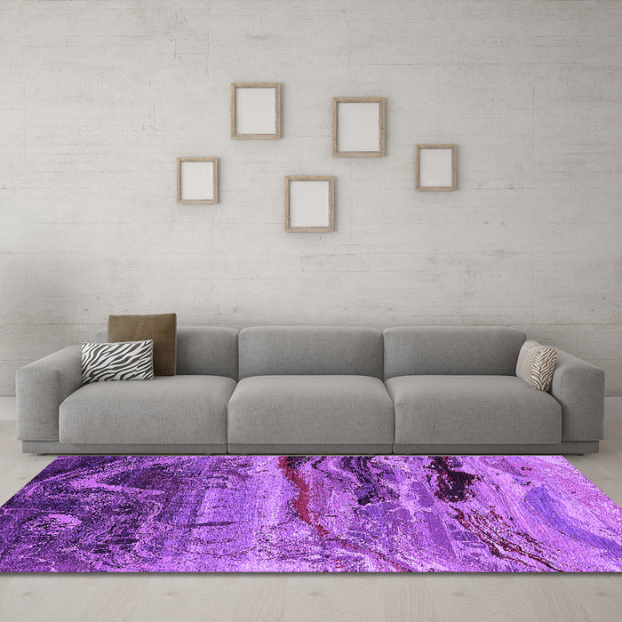 Machine Washable Oriental Purple Industrial Area Rugs in a Living Room, wshurb2821pur