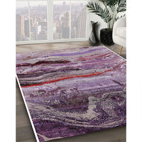 Mid-Century Modern Pastel Violet Purple Oriental Rug, urb2821