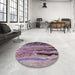 Round Machine Washable Industrial Modern Pastel Violet Purple Rug in a Office, wshurb2821