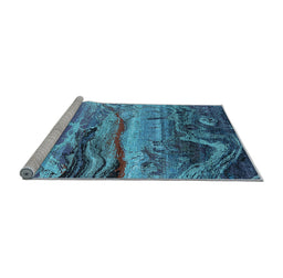 Sideview of Machine Washable Oriental Light Blue Industrial Rug, wshurb2821lblu