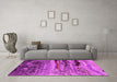 Machine Washable Oriental Pink Industrial Rug in a Living Room, wshurb2821pnk