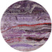 Round Mid-Century Modern Pastel Violet Purple Oriental Rug, urb2821