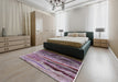 Mid-Century Modern Pastel Violet Purple Oriental Rug in a Bedroom, urb2821