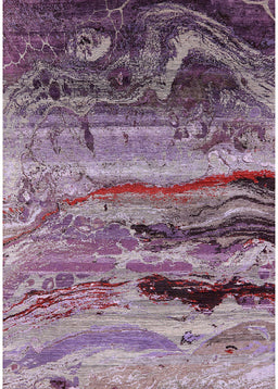 Mid-Century Modern Pastel Violet Purple Oriental Rug, urb2821