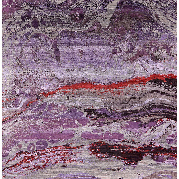 Mid-Century Modern Pastel Violet Purple Oriental Rug, urb2821