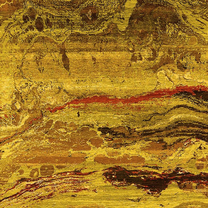 Machine Washable Oriental Yellow Industrial Rug, wshurb2821yw