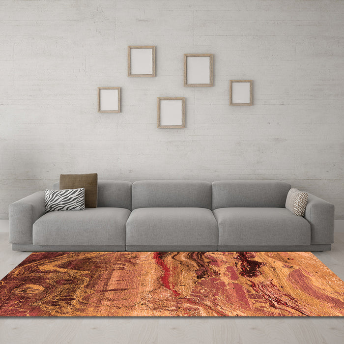Machine Washable Oriental Orange Industrial Area Rugs in a Living Room, wshurb2821org