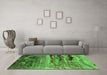Machine Washable Oriental Green Industrial Area Rugs in a Living Room,, wshurb2821grn