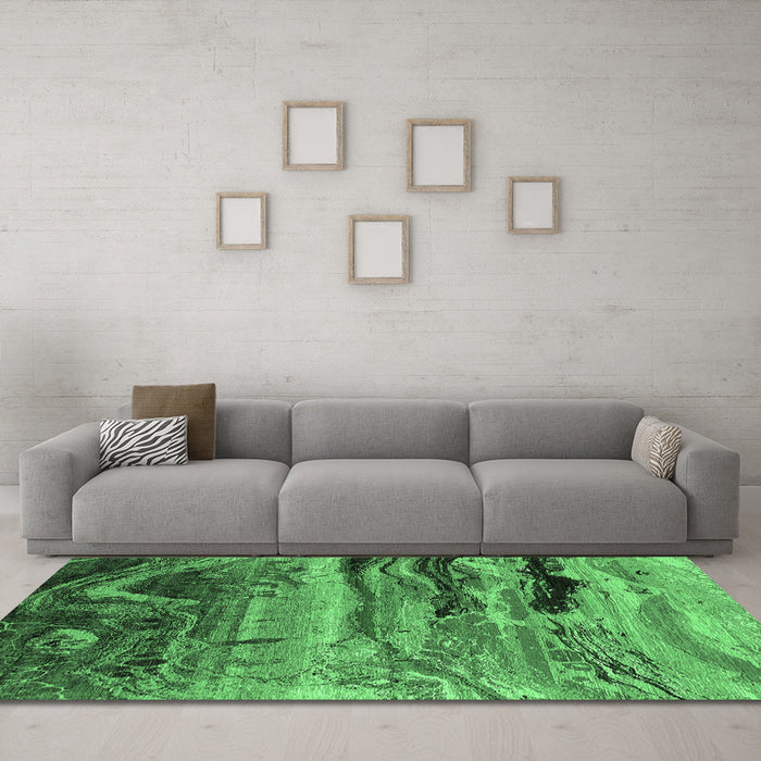 Machine Washable Oriental Emerald Green Industrial Area Rugs in a Living Room,, wshurb2821emgrn