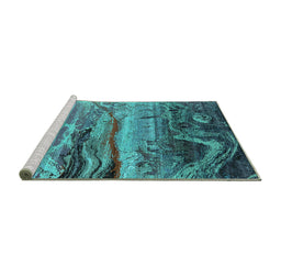 Sideview of Machine Washable Oriental Turquoise Industrial Area Rugs, wshurb2821turq