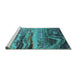 Sideview of Machine Washable Oriental Turquoise Industrial Area Rugs, wshurb2821turq