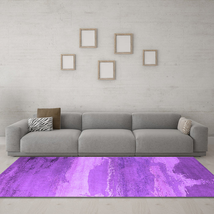 Machine Washable Oriental Purple Industrial Area Rugs in a Living Room, wshurb2822pur