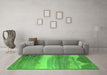 Machine Washable Oriental Green Industrial Area Rugs in a Living Room,, wshurb2822grn
