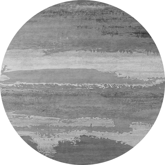 Round Machine Washable Oriental Gray Industrial Rug, wshurb2822gry