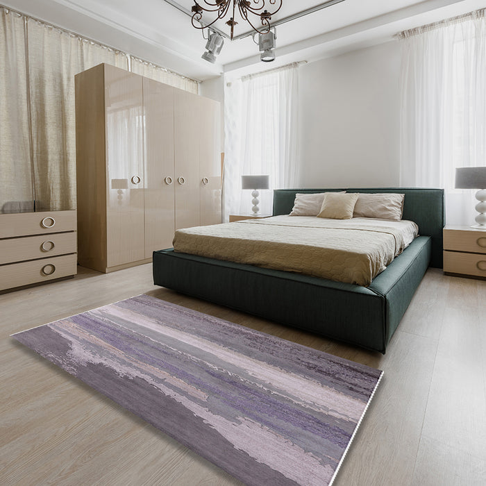 Mid-Century Modern Purple Oriental Rug in a Bedroom, urb2822