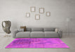 Machine Washable Oriental Pink Industrial Rug in a Living Room, wshurb2823pnk