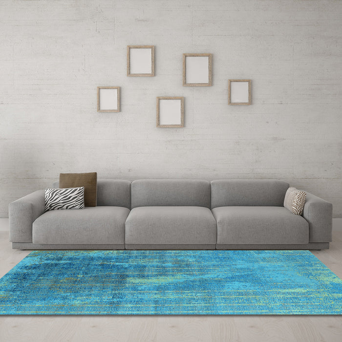 Machine Washable Oriental Light Blue Industrial Rug in a Living Room, wshurb2823lblu