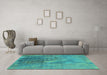 Machine Washable Oriental Turquoise Industrial Area Rugs in a Living Room,, wshurb2823turq