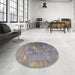 Round Machine Washable Industrial Modern Viola Purple Rug in a Office, wshurb2823