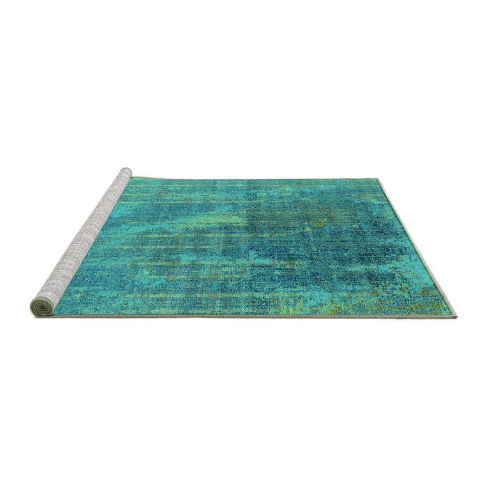 Sideview of Machine Washable Oriental Turquoise Industrial Area Rugs, wshurb2823turq