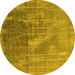 Round Oriental Yellow Industrial Rug, urb2823yw