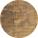 Round Oriental Brown Industrial Rug, urb2823brn