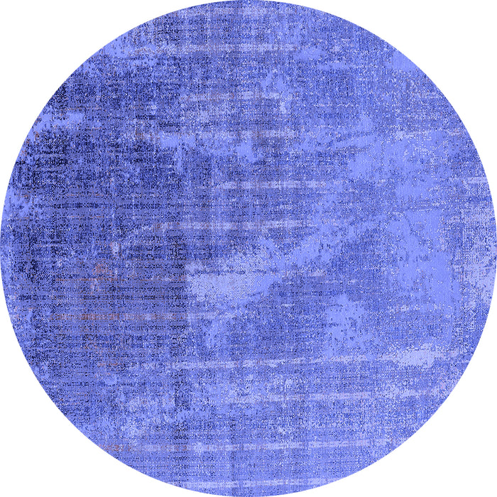 Round Machine Washable Oriental Blue Industrial Rug, wshurb2823blu