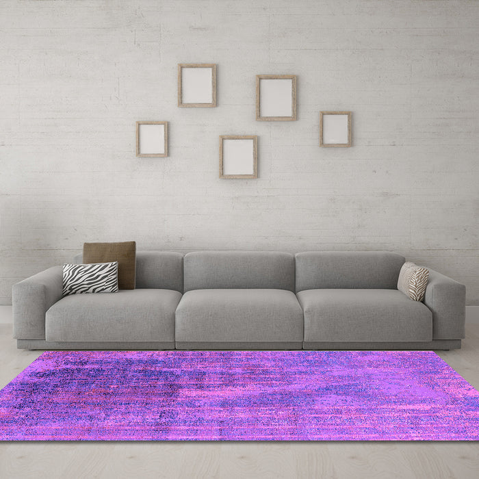 Machine Washable Oriental Purple Industrial Area Rugs in a Living Room, wshurb2823pur