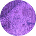 Round Machine Washable Oriental Purple Industrial Area Rugs, wshurb2824pur
