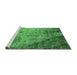 Sideview of Machine Washable Oriental Emerald Green Industrial Area Rugs, wshurb2824emgrn