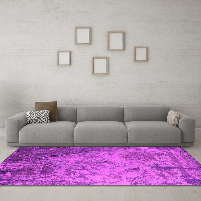 Machine Washable Oriental Pink Industrial Rug in a Living Room, wshurb2824pnk
