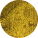 Round Machine Washable Oriental Yellow Industrial Rug, wshurb2824yw