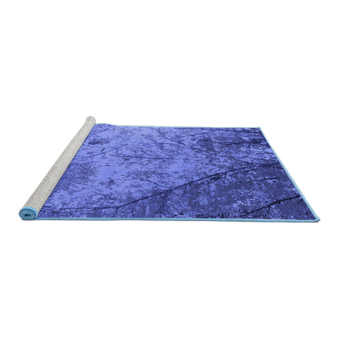 Sideview of Machine Washable Oriental Blue Industrial Rug, wshurb2824blu