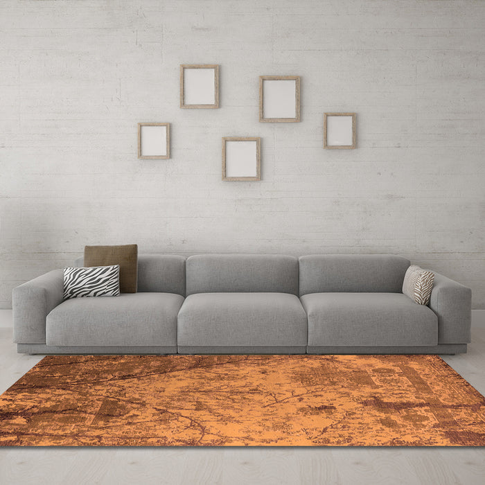 Machine Washable Oriental Orange Industrial Area Rugs in a Living Room, wshurb2824org