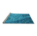 Sideview of Machine Washable Oriental Light Blue Industrial Rug, wshurb2824lblu