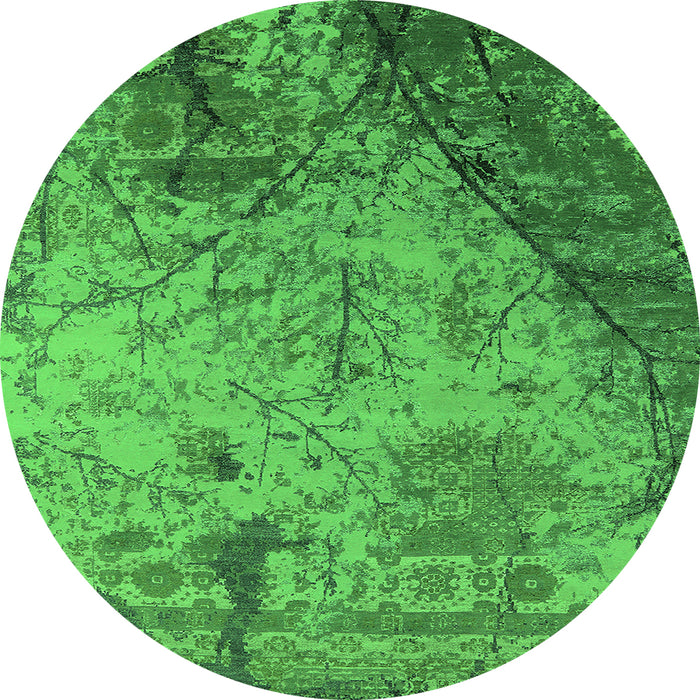 Round Oriental Green Industrial Rug, urb2824grn